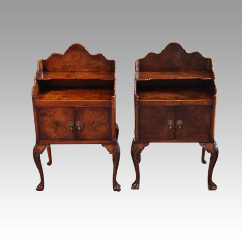 Matched pair walnut bedside cabinets
