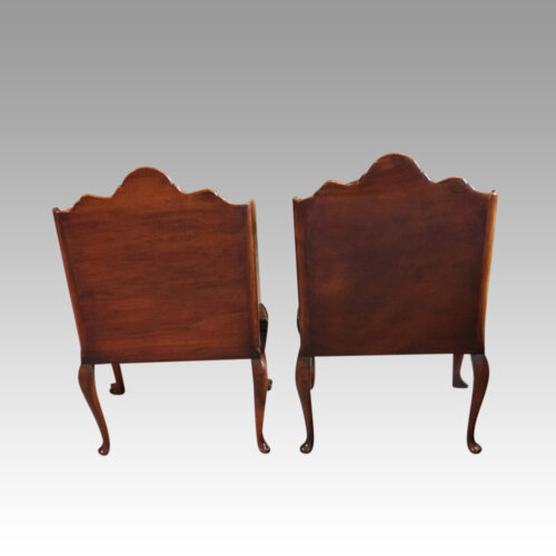 Pair walnut bedside cabinets rear