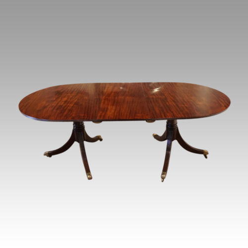 Regency style mahogany twin pillar table