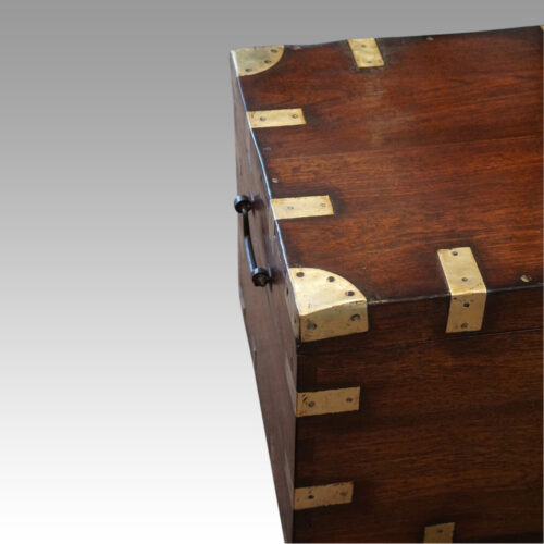 Victorian brass bound military chest flush corners