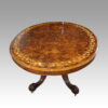 Victorian inlaid walnut loo table end view