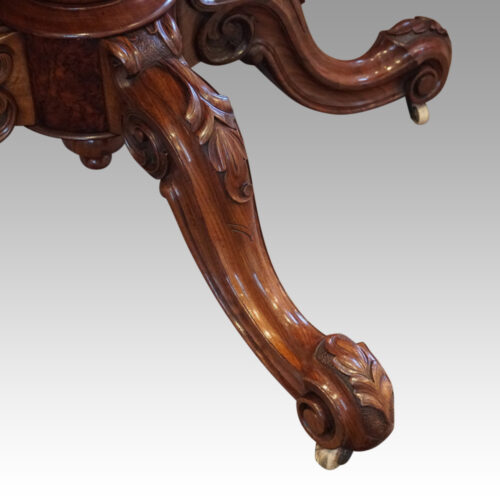 Victorian inlaid walnut loo table leg