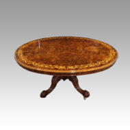 Victorian inlaid walnut loo table side view