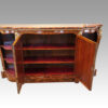 Victorian inlaid walnut side cabinet doors open