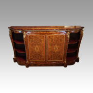 Victorian inlaid walnut side cabinet front