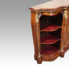 Victorian inlaid walnut side cabinet end leather lined shelves