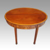 Antique inlaid mahogany demi lune tea table open