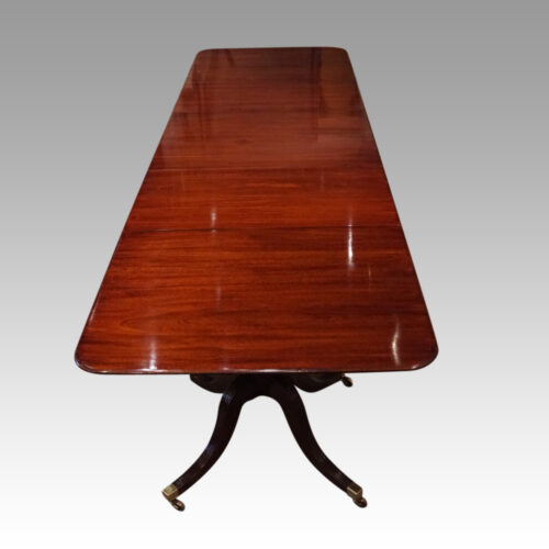 Antique large 3 pillar dining table length view