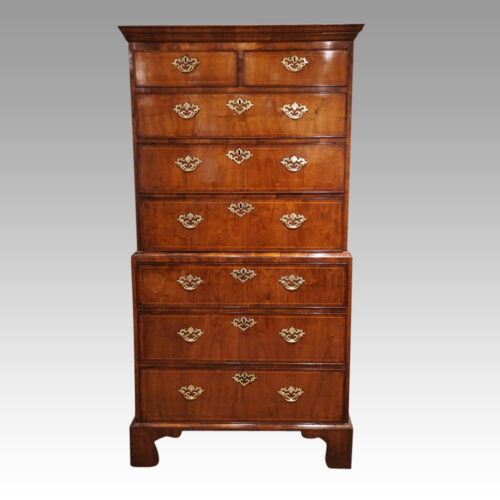 George III walnut chest on chest