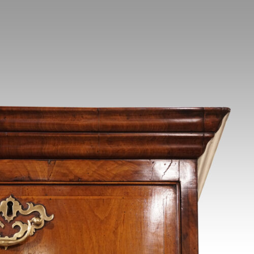 George III walnut chest on chest cornice