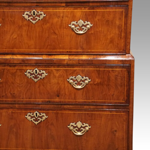 George III walnut chest on chest drawer detail