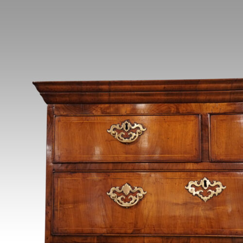George III walnut chest on chest top drawer