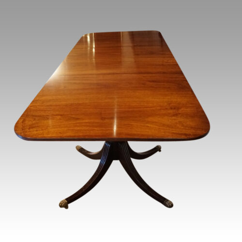 George VI mahogany twin pillar dining table end view