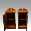 Pair Edwardian inlaid mahogany bedside cabinets interior