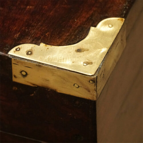 Victorian brass bound officers military chest corner
