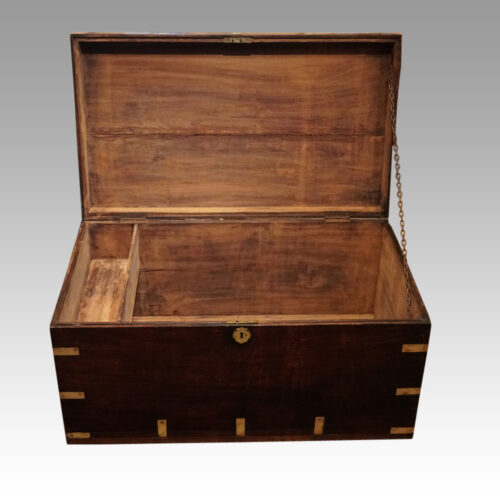 Victorian brass bound officers military chest interior