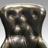 Victorian green leather easy chair button back