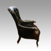 Victorian green leather easy chair side