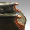 Victorian green leather easy chair side arm