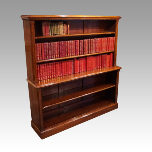 Victorian mahogany 2 tier open bookcase angle