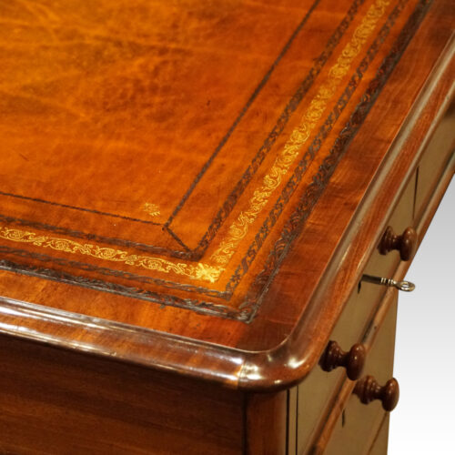 Victorian mahogany pedestal desk corner