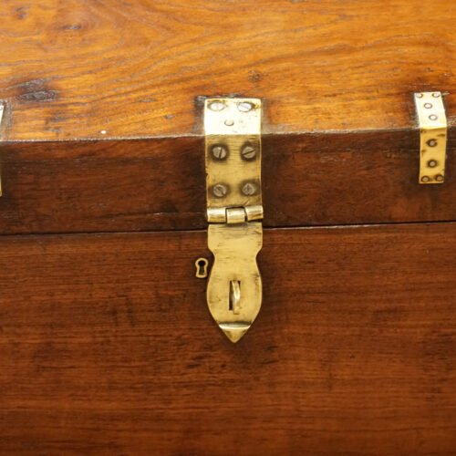 Victorian teak brass bound military chest hasp