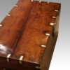 Victorian teak brass bound military chest top detail
