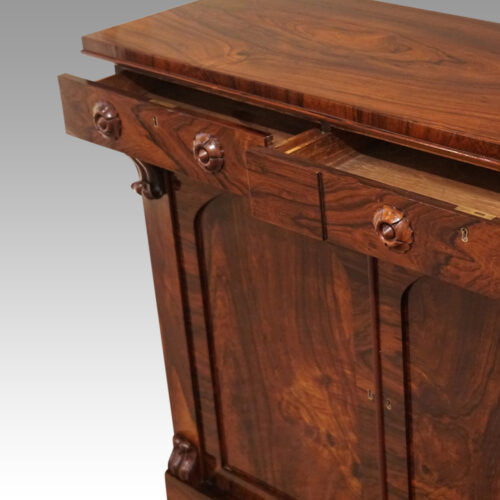 William IV rosewood side cabinet drawers open