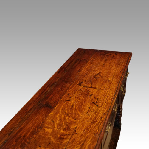 Antique oak small dresser base top view