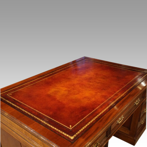 Edwardian mahogany partners desk at angle top