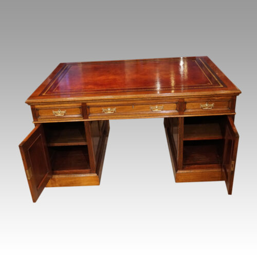 Edwardian mahogany partners desk doors open