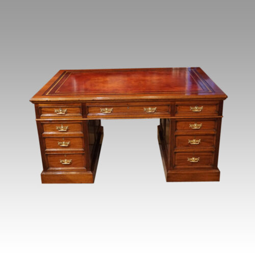 Edwardian mahogany partners desk front