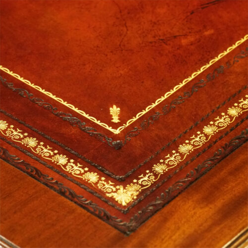 Edwardian mahogany partners desk gilt tooling detail