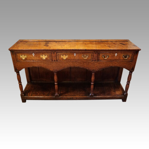Georgian oak inlaid dresser base front