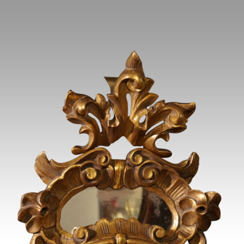 Gilt cartouche shaped mirror crest