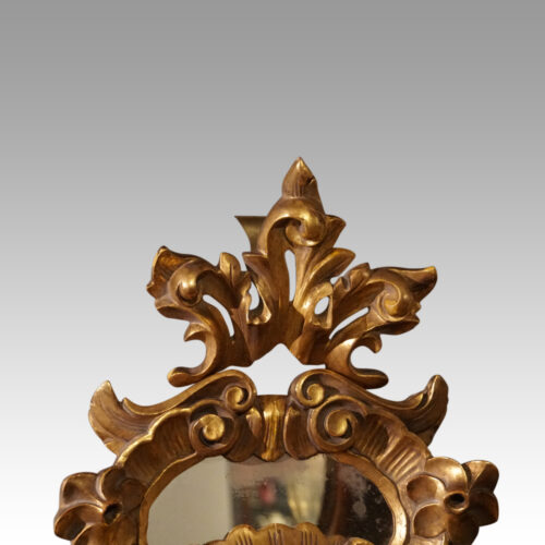 Gilt cartouche shaped mirror top