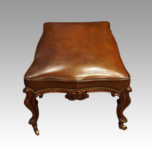 Large Victorian leather stool end