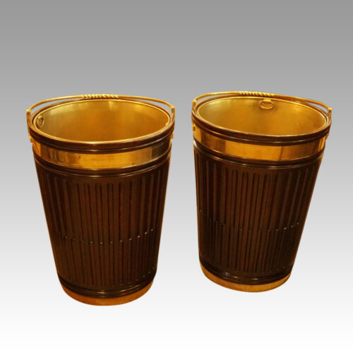 Pair of extra large mahogany peat buckets
