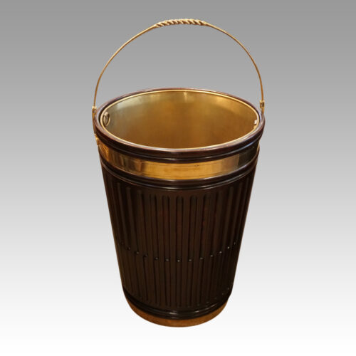 Pair of extra large mahogany peat buckets handle up