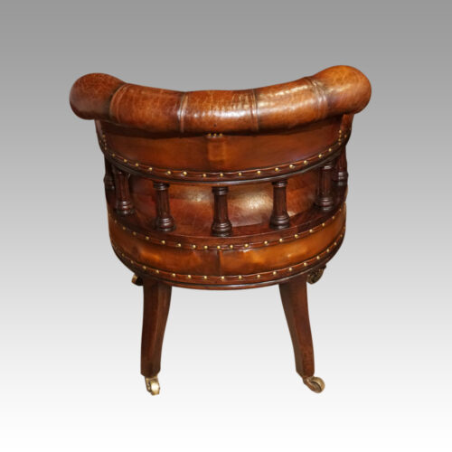 Pair of Victorian tub desk chairs rear