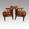 Pair of Victorian tub desk chairs side view