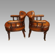 Pair of Victorian tub desk chairs side view