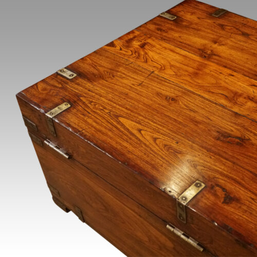 Victorian iron bound military chest corner top