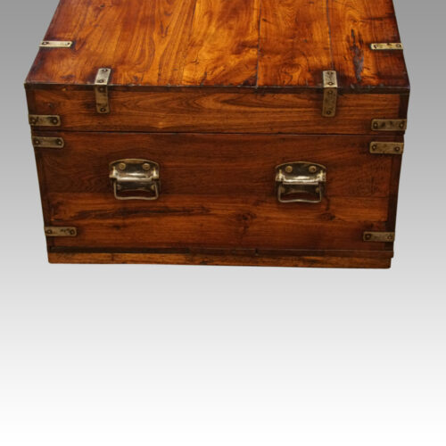 Victorian iron bound military chest end view