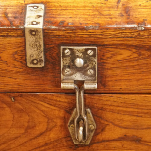 Victorian iron bound military chest hasp