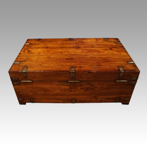 Victorian iron bound military chest rear