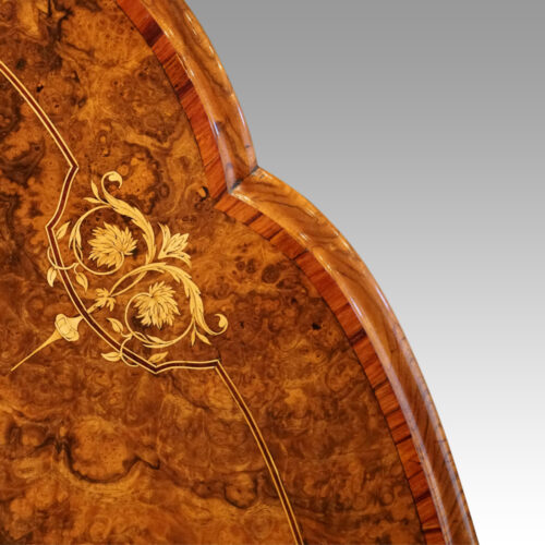 Victorian inlaid walnut loo table inlay detail