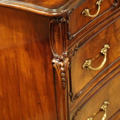 Walnut commode chest carving