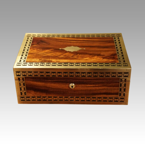 Antique mahogany cut brass box