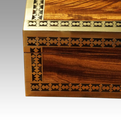 Antique mahogany cut brass box corner